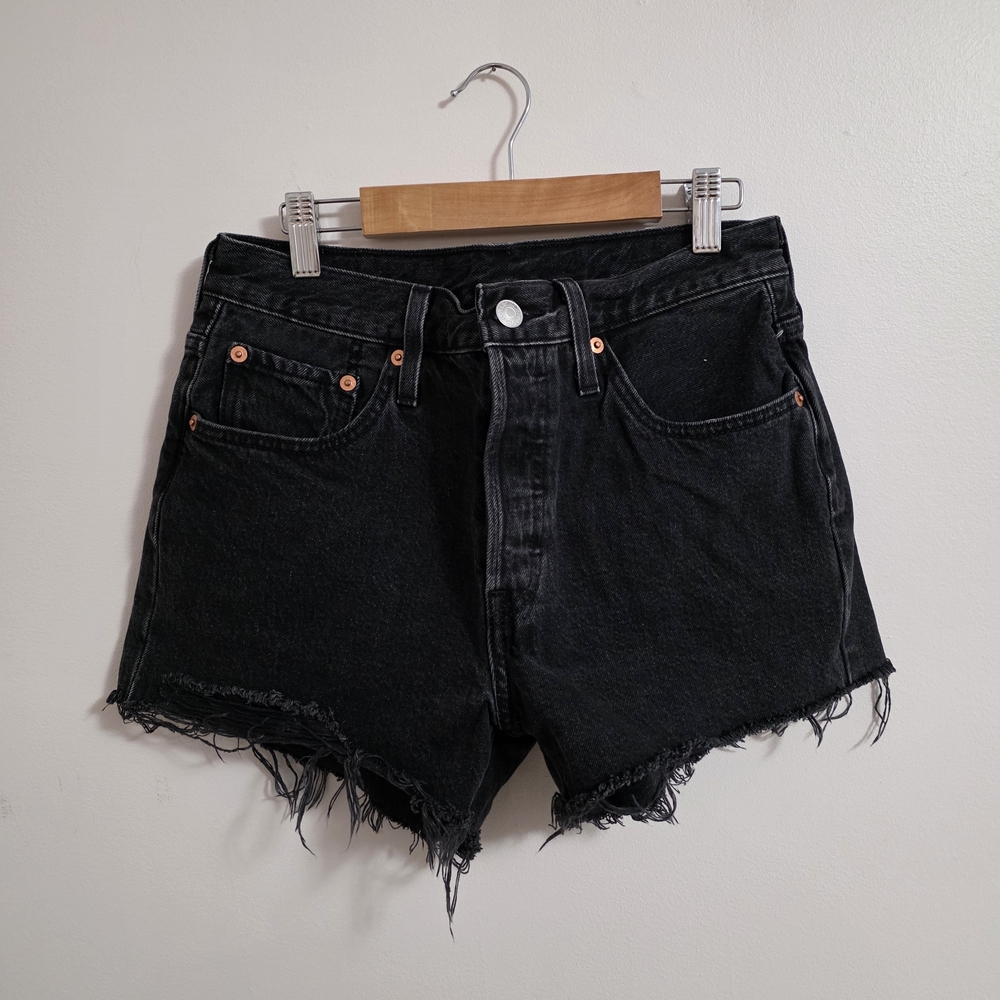 Levi's High Waist Black Denim Shorts